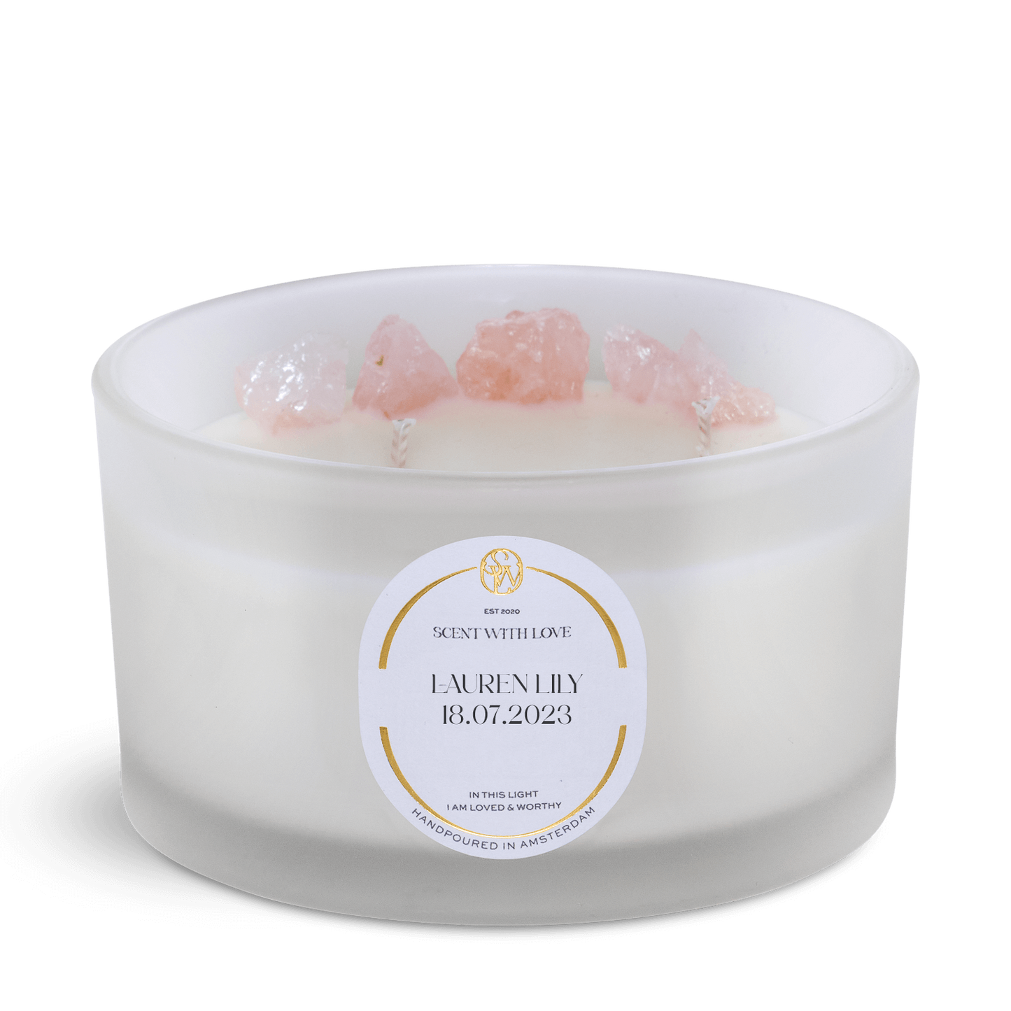 Personalize Rose Quartz Candle Large