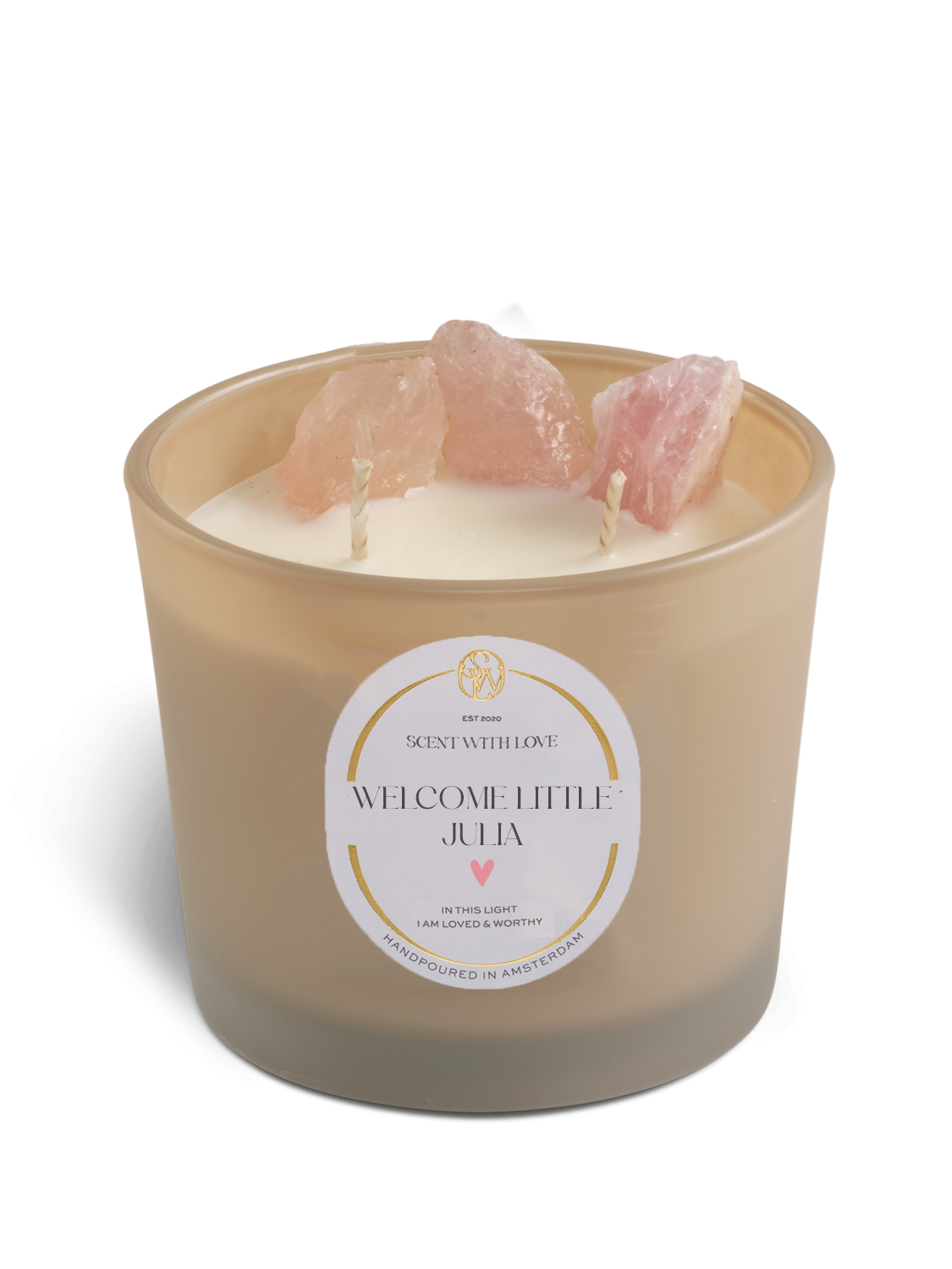 Personalize Rose Quartz Candle