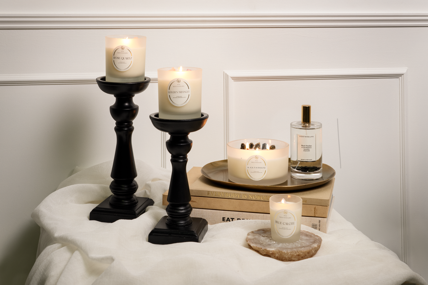 Personalize Rose Quartz Candle Large