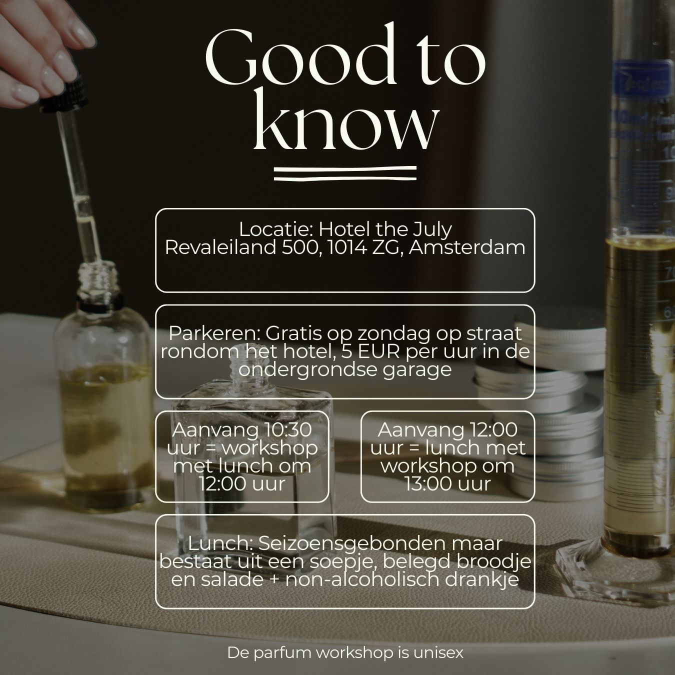 Workshop parfum maken & Luxe lunch Amsterdam