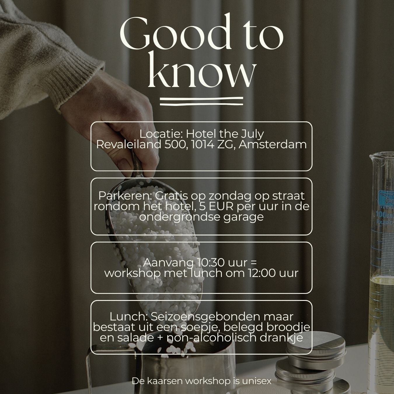 Workshop kaarsen maken & Luxe lunch Amsterdam