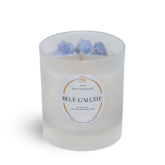 Frosted Blue Calcite Candle