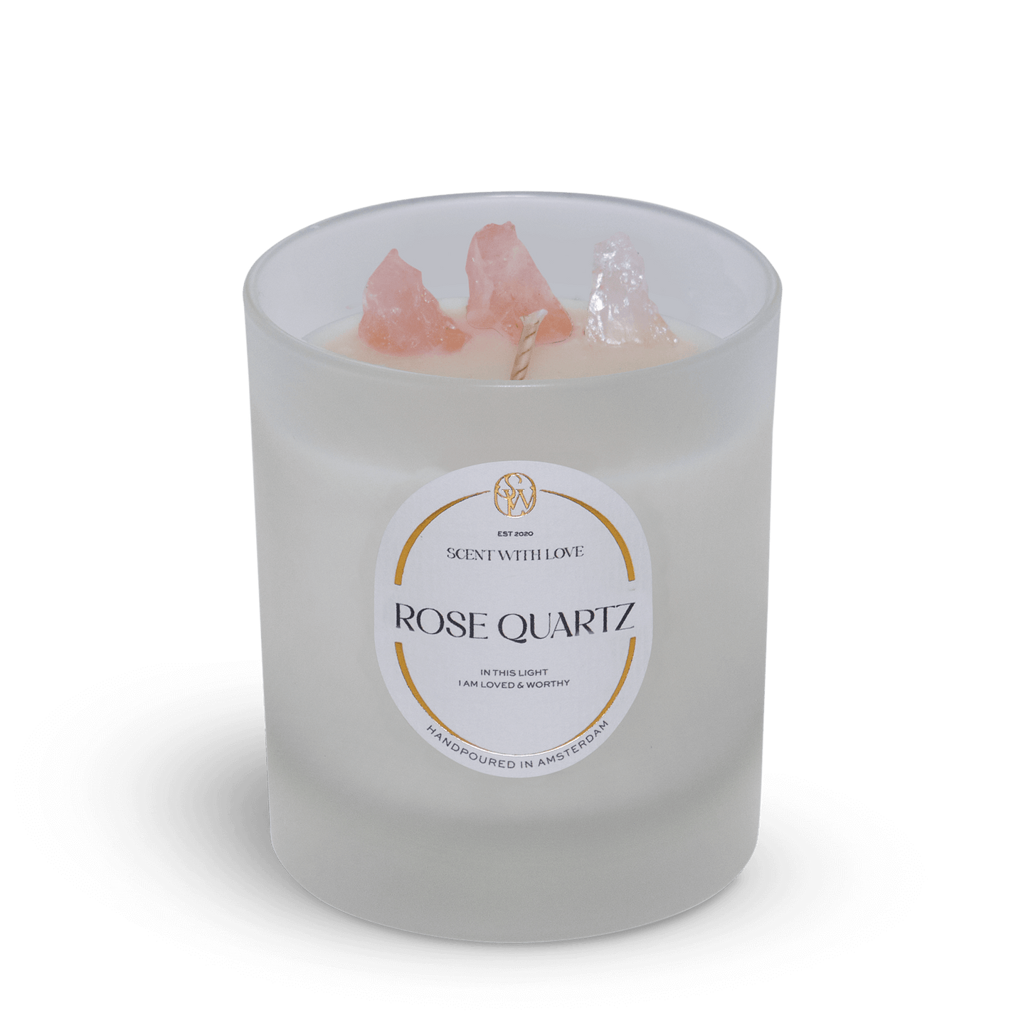 Rose Quartz Candle Frosted